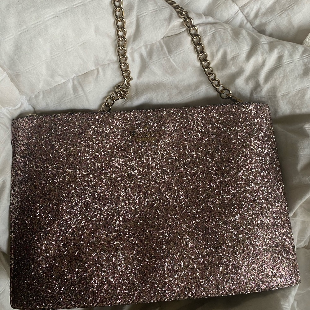 Kate Spade New York sparkle clutch with chain